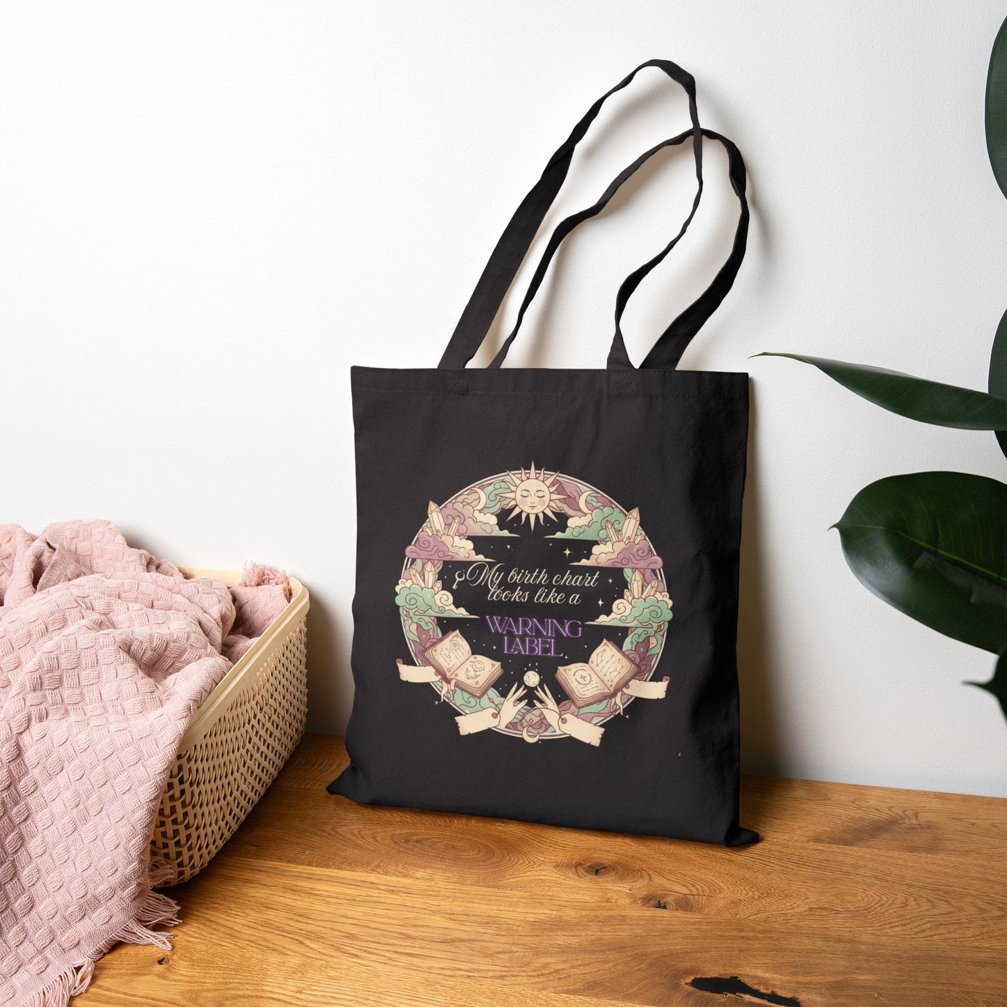 Black Cotton Tote Bag | Astrology Disaster Merch | Funny Zodiac Sarcasm