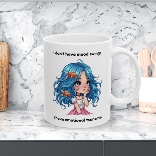 "Emotional Tsunamis Not Mood Swings" - Pisces Coffee Mug