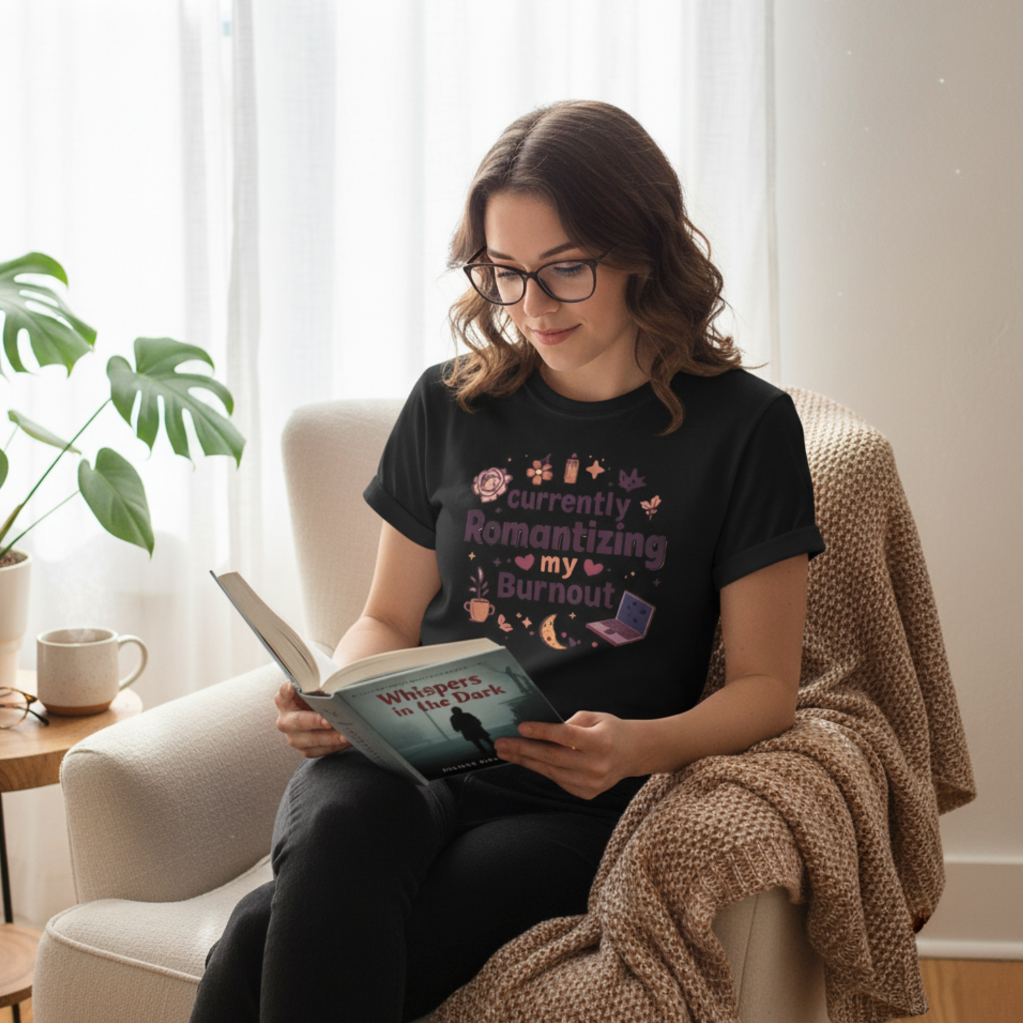 Currently Romantizing My Burnout T-Shirt - Funny Self-Care Mental Health Tee
