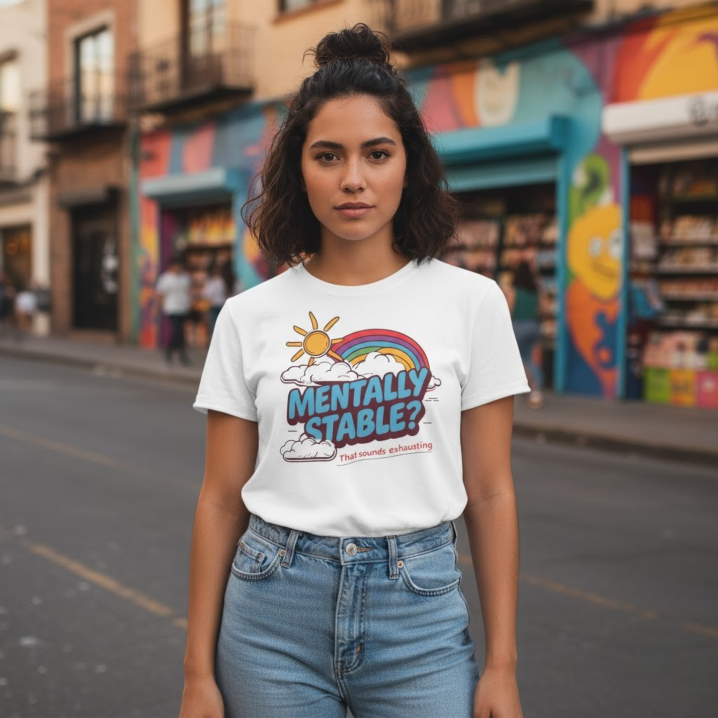 "Mentally Stable?" Sarcastic T-Shirt, Gen Z Mental Health Tee