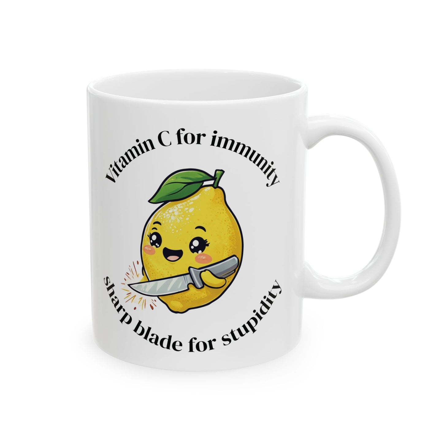 Mug: Sharp Blade for Stupidity, Kawaii Lemon Dark Humor Gift