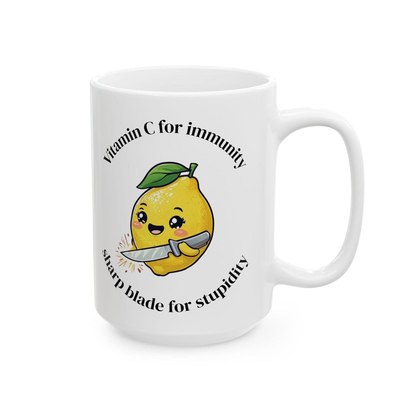 Mug: Sharp Blade for Stupidity, Kawaii Lemon Dark Humor Gift