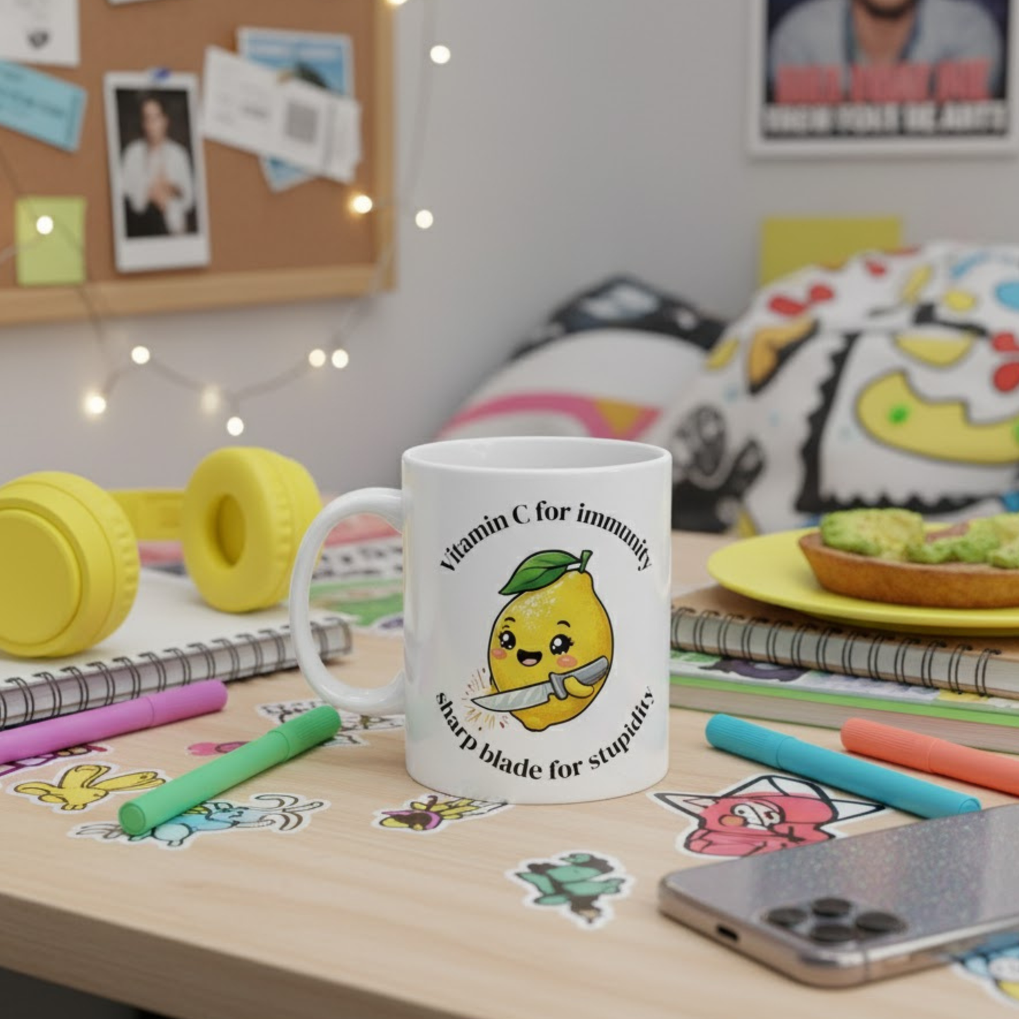 Mug: Sharp Blade for Stupidity, Kawaii Lemon Dark Humor Gift